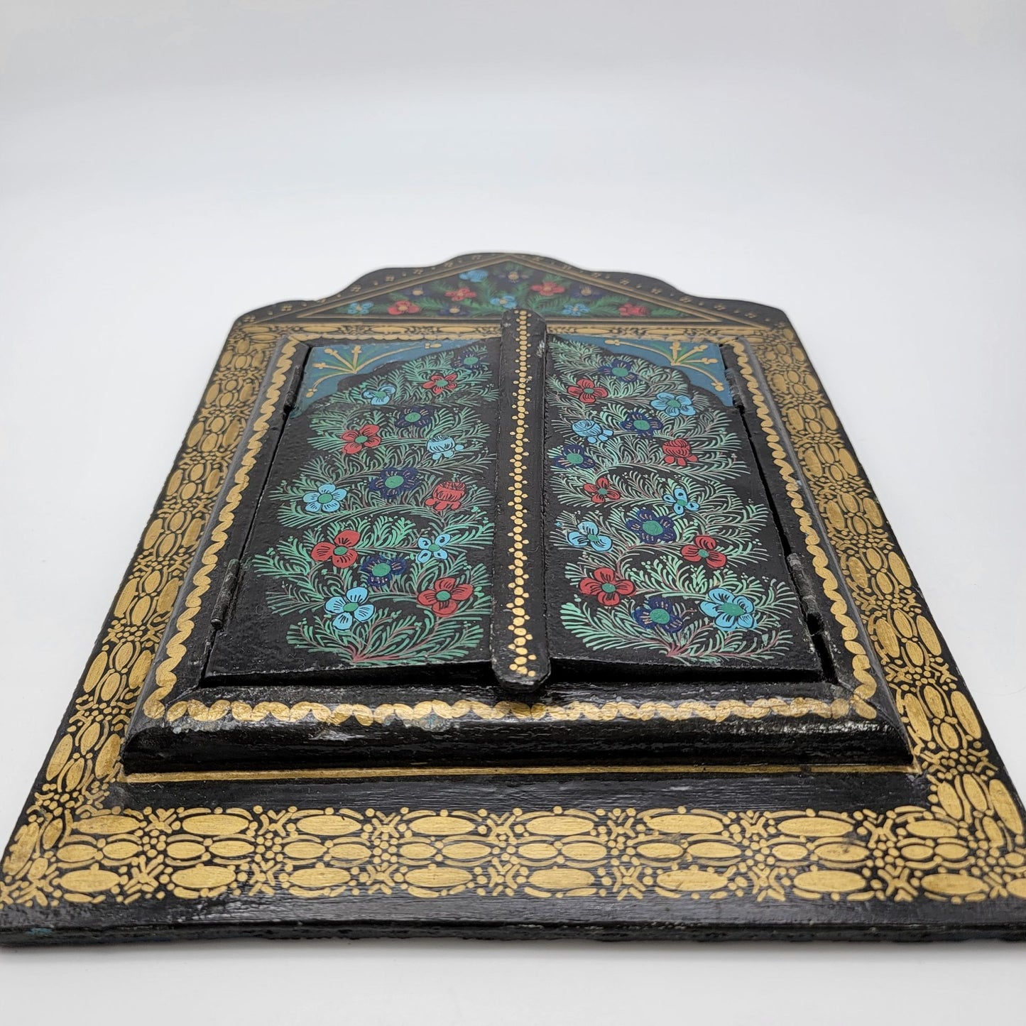 Vintage Hand-Painted Moroccan Wooden Mirror