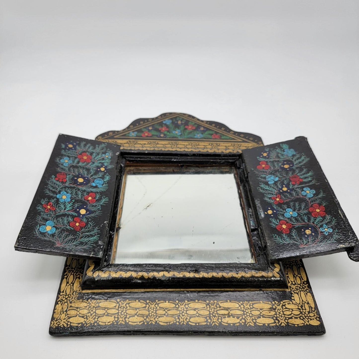 Vintage Hand-Painted Moroccan Wooden Mirror