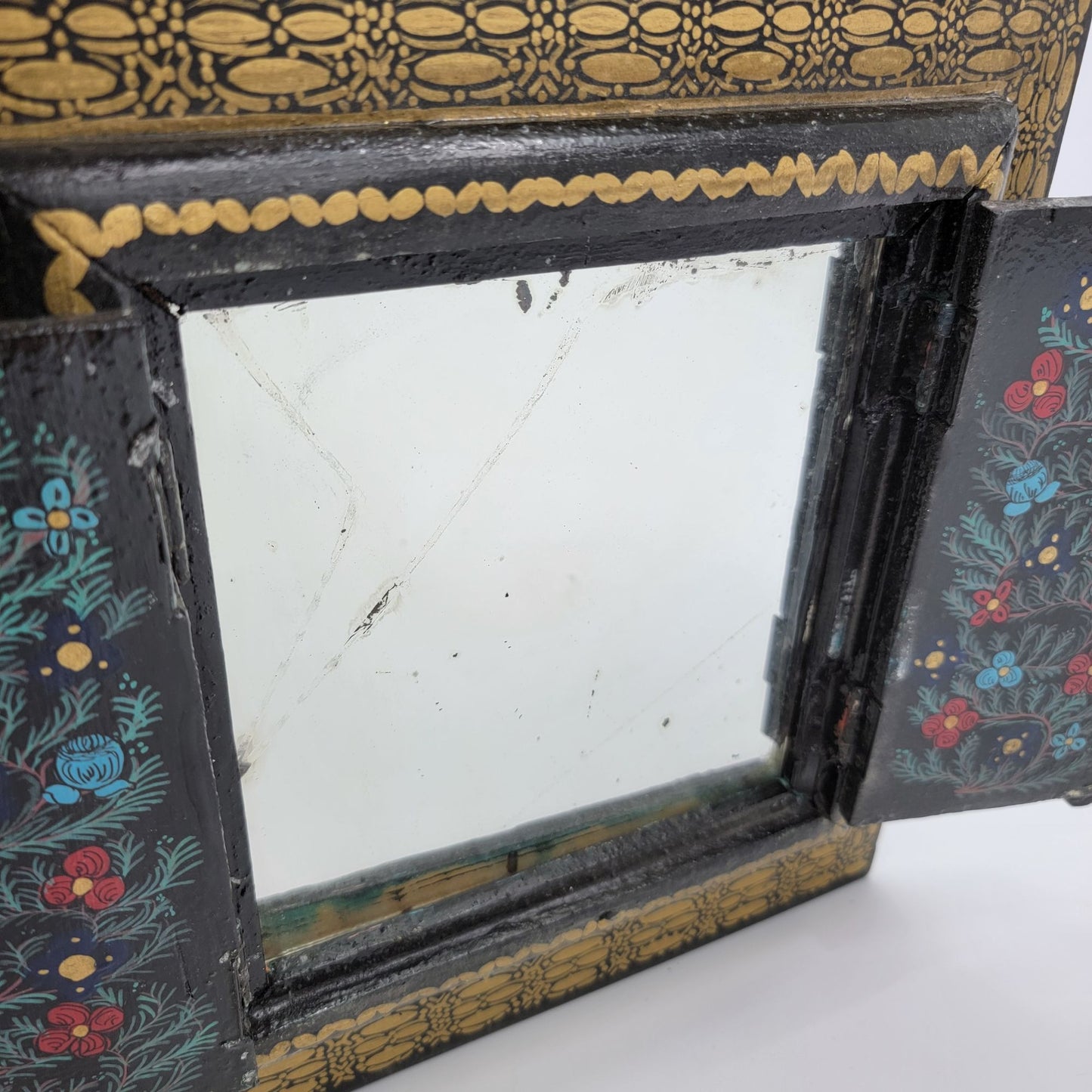 Vintage Hand-Painted Moroccan Wooden Mirror