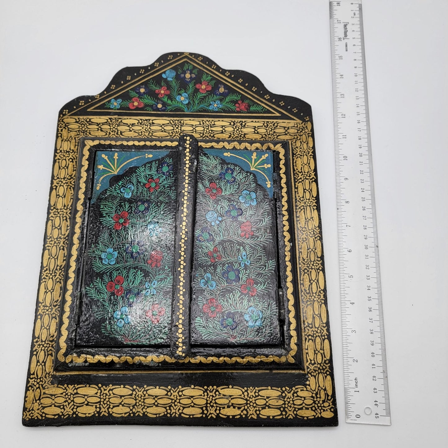 Vintage Hand-Painted Moroccan Wooden Mirror