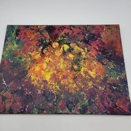 Original Abstract Impasto Painting Signed June Lowe 2019 Vibrant Colors