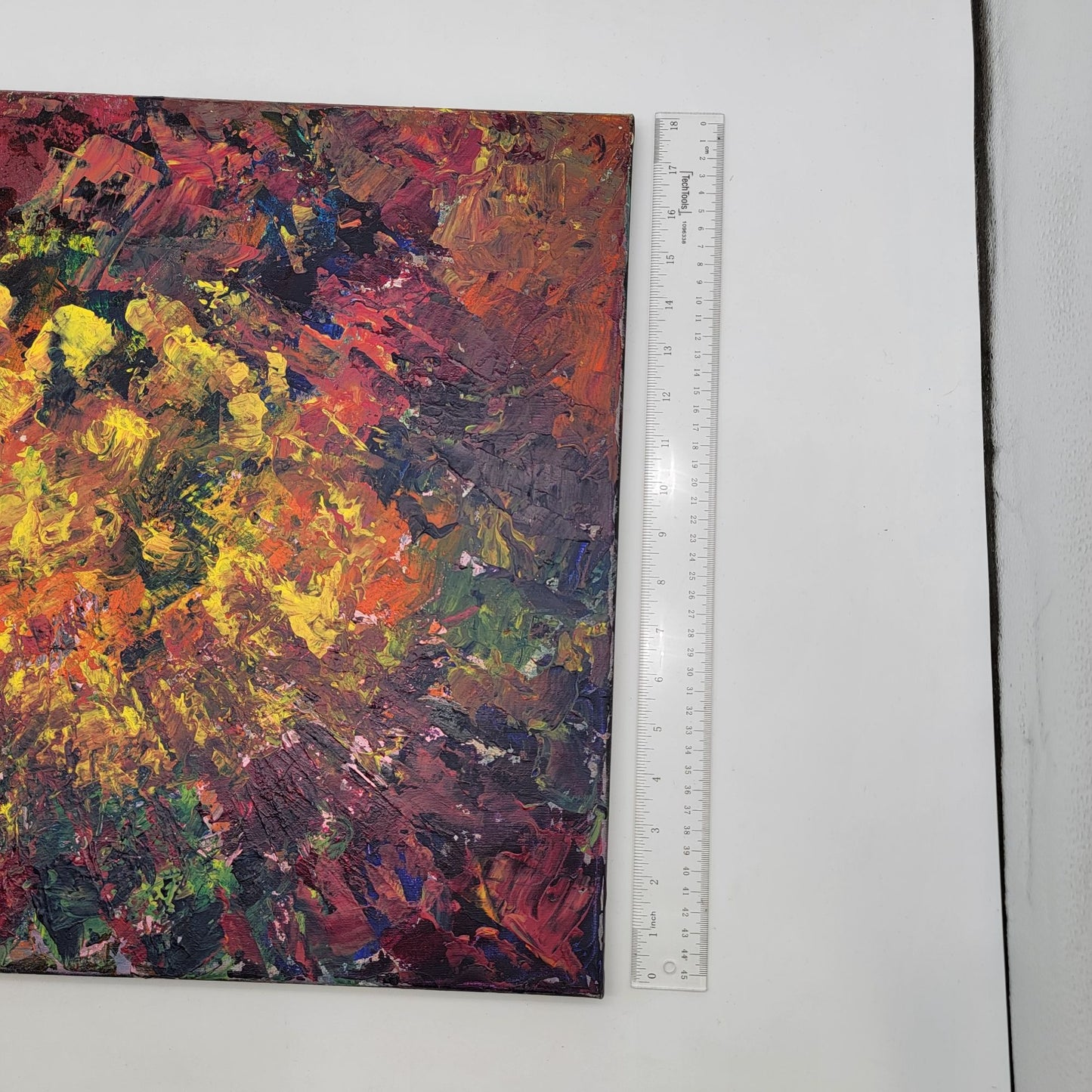 Original Abstract Impasto Painting Signed June Lowe 2019 Vibrant Colors