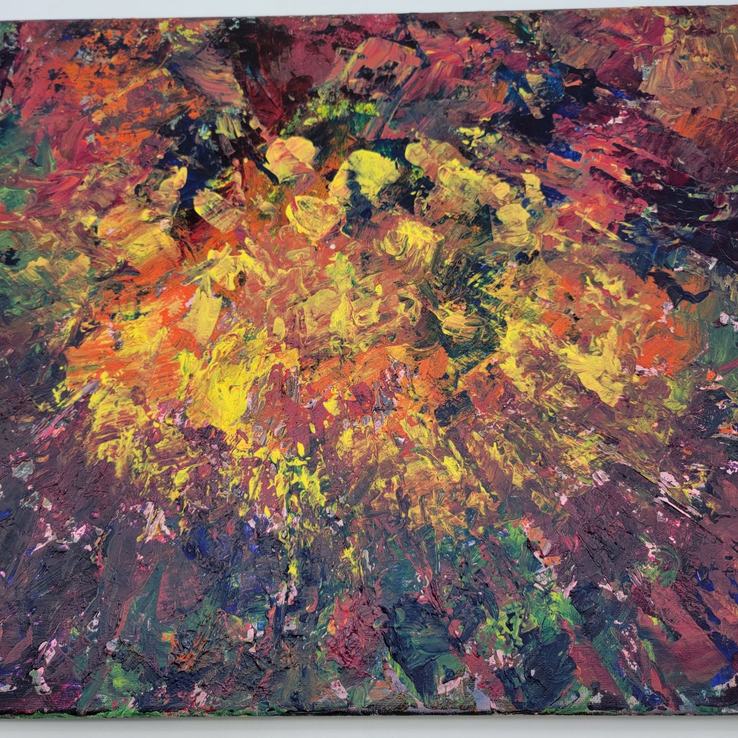 Original Abstract Impasto Painting Signed June Lowe 2019 Vibrant Colors