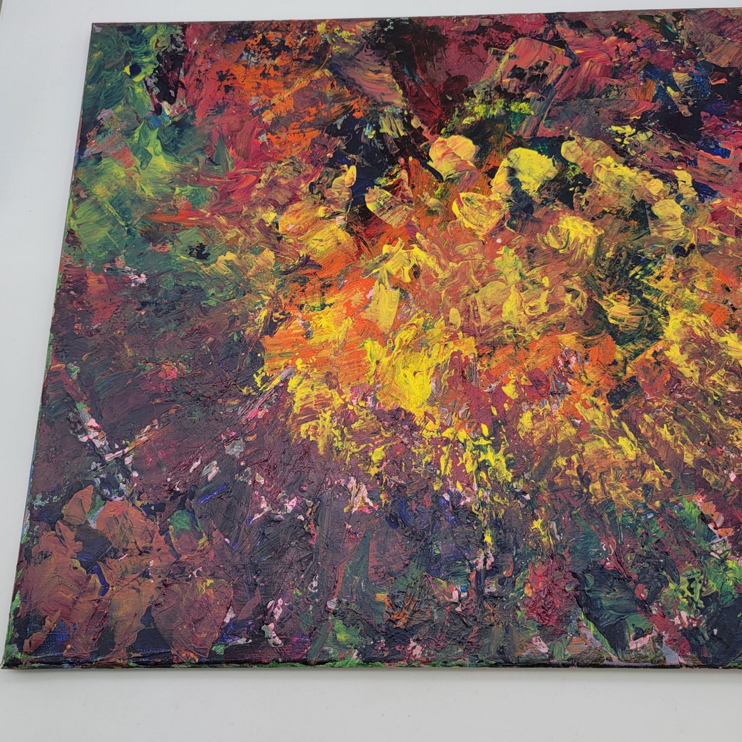 Original Abstract Impasto Painting Signed June Lowe 2019 Vibrant Colors