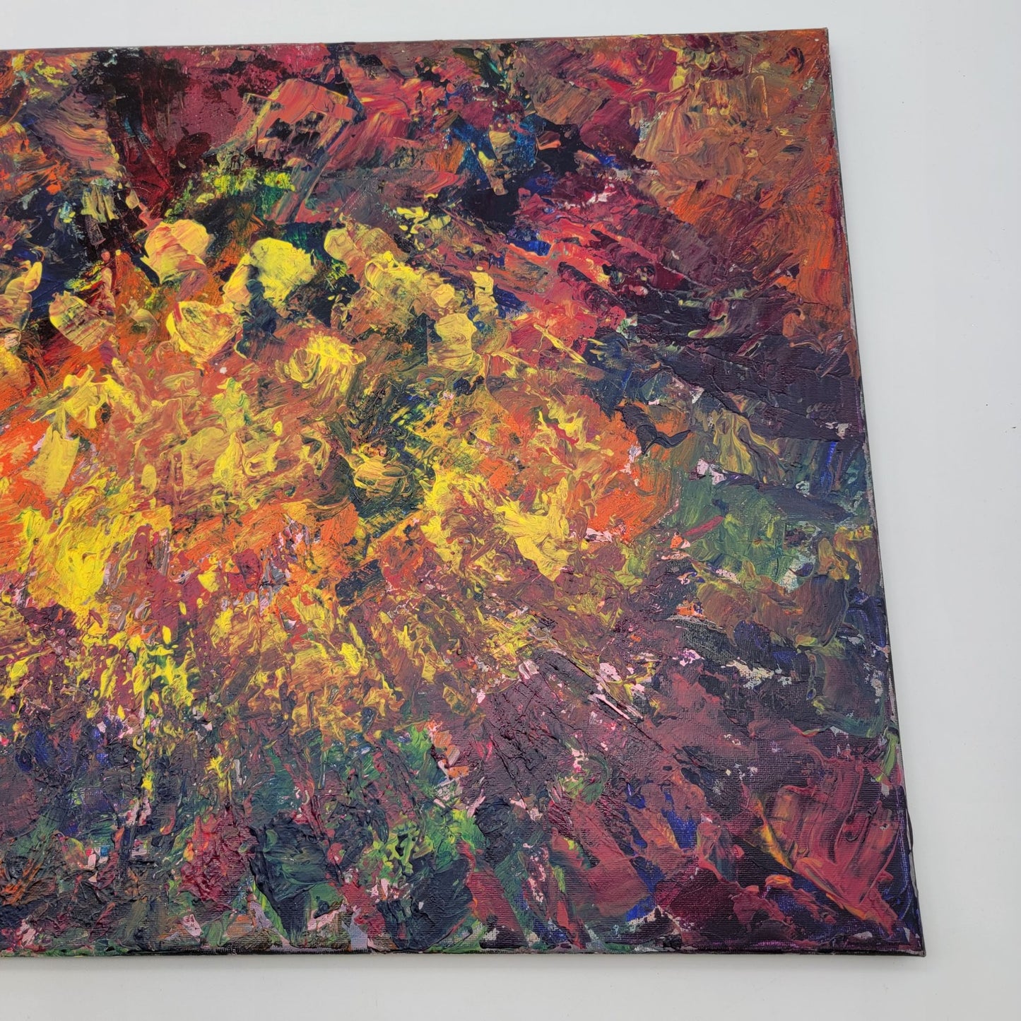 Original Abstract Impasto Painting Signed June Lowe 2019 Vibrant Colors