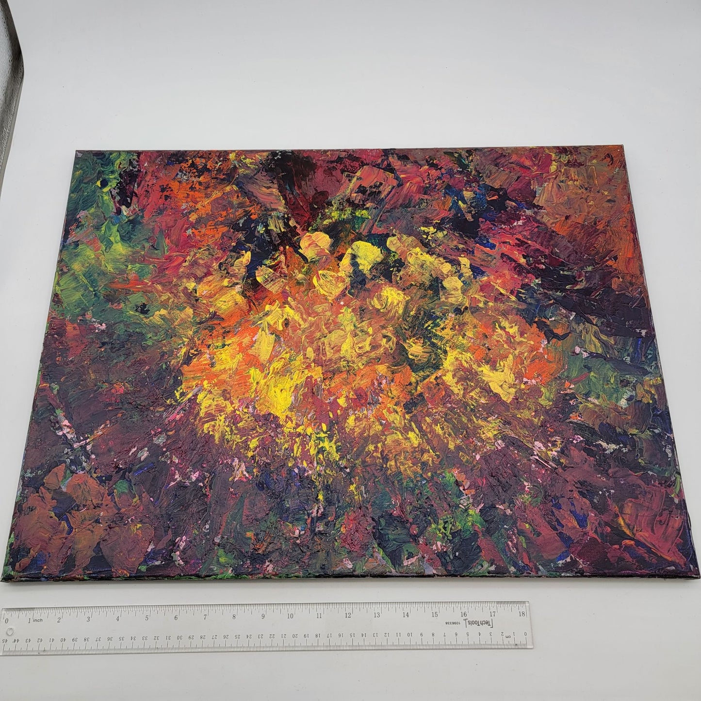 Original Abstract Impasto Painting Signed June Lowe 2019 Vibrant Colors