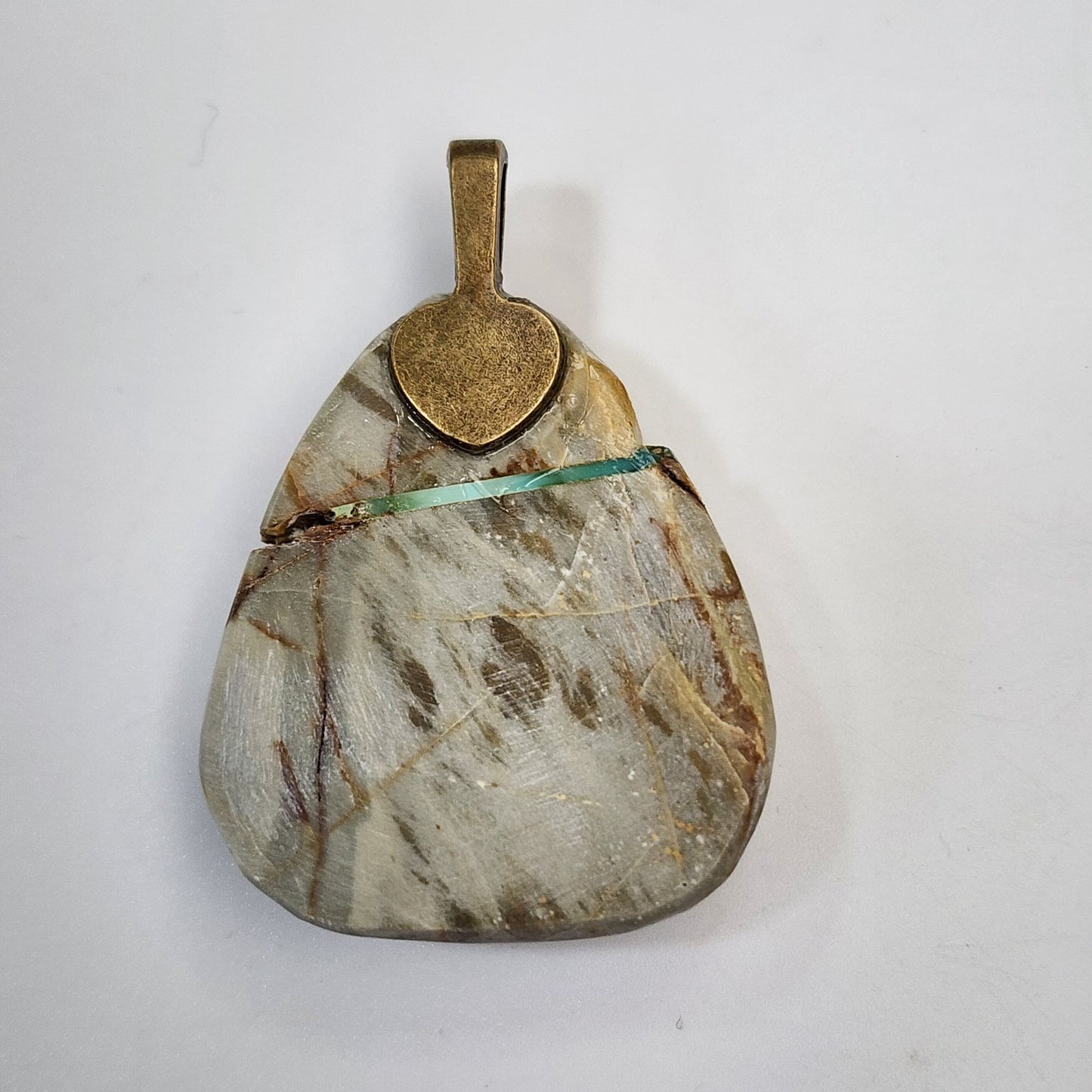 Artisan Royston Ribbon Turquoise Gemstone Cabochon Pendant