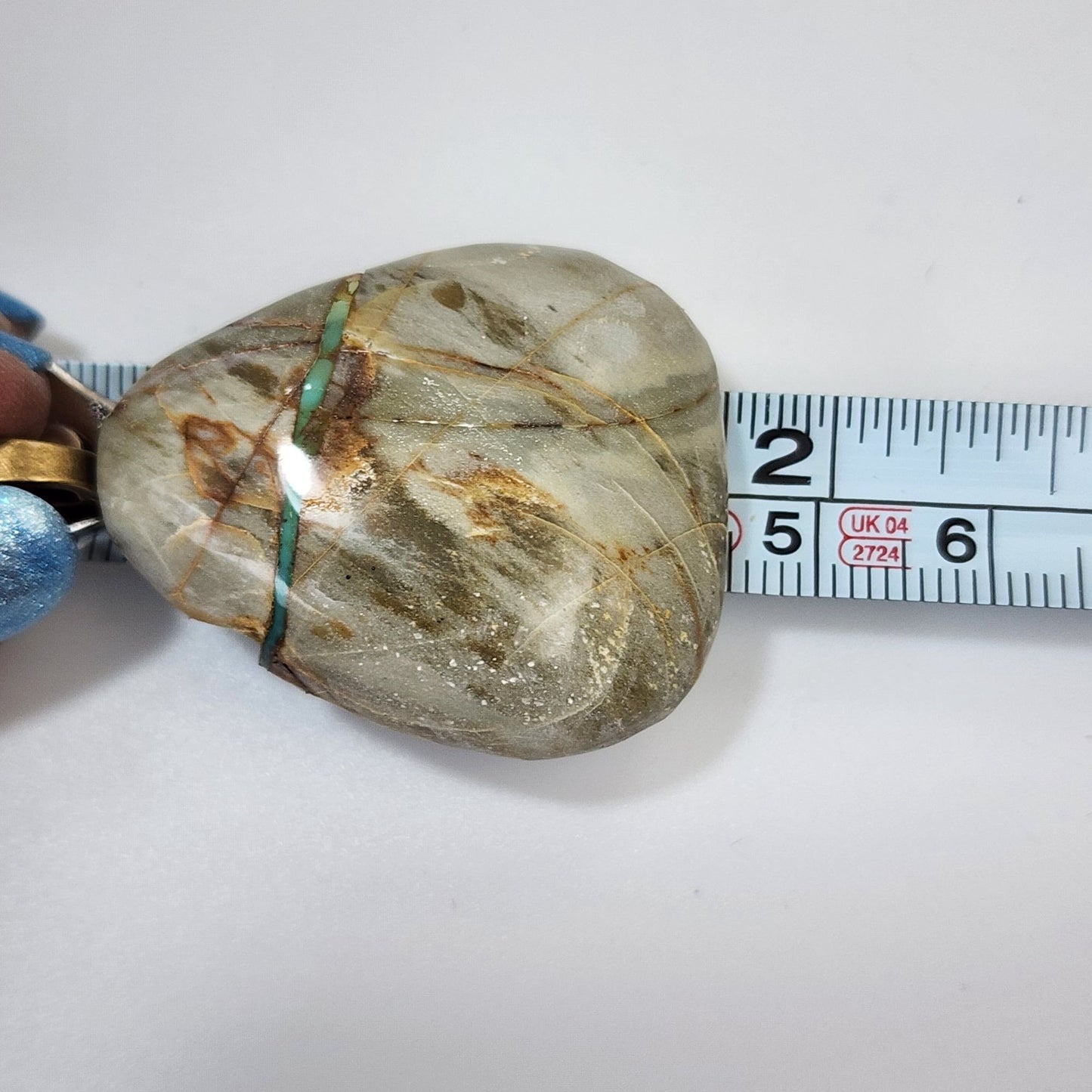 Artisan Royston Ribbon Turquoise Gemstone Cabochon Pendant