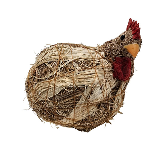 Straw & Raffia Sisal Hen Rustic Farmhouse Decor Chicken