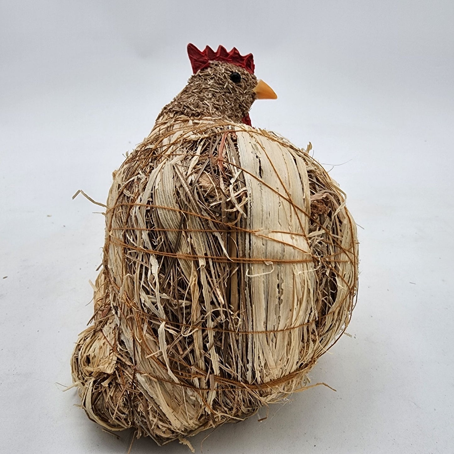 Straw & Raffia Sisal Hen Rustic Farmhouse Decor Chicken