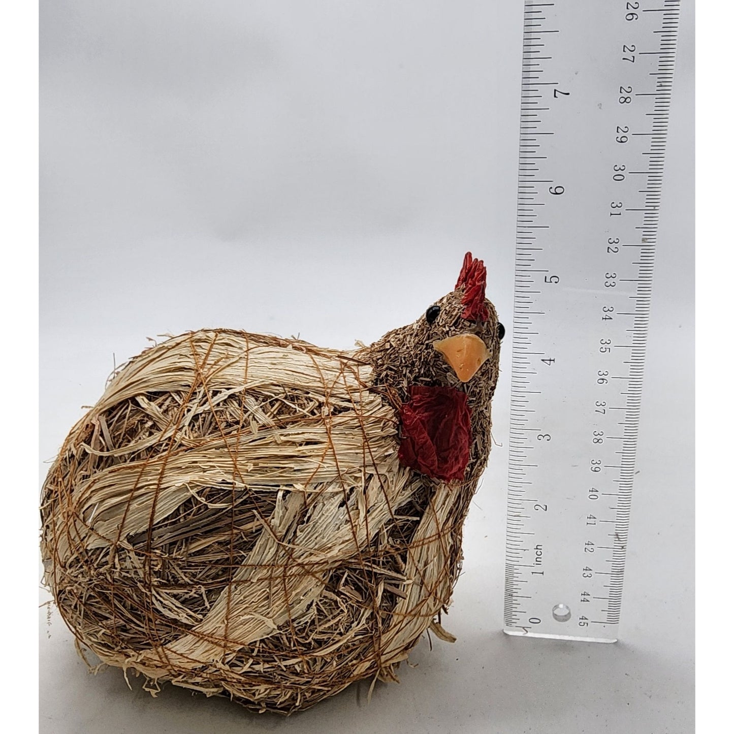 Straw & Raffia Sisal Hen Rustic Farmhouse Decor Chicken