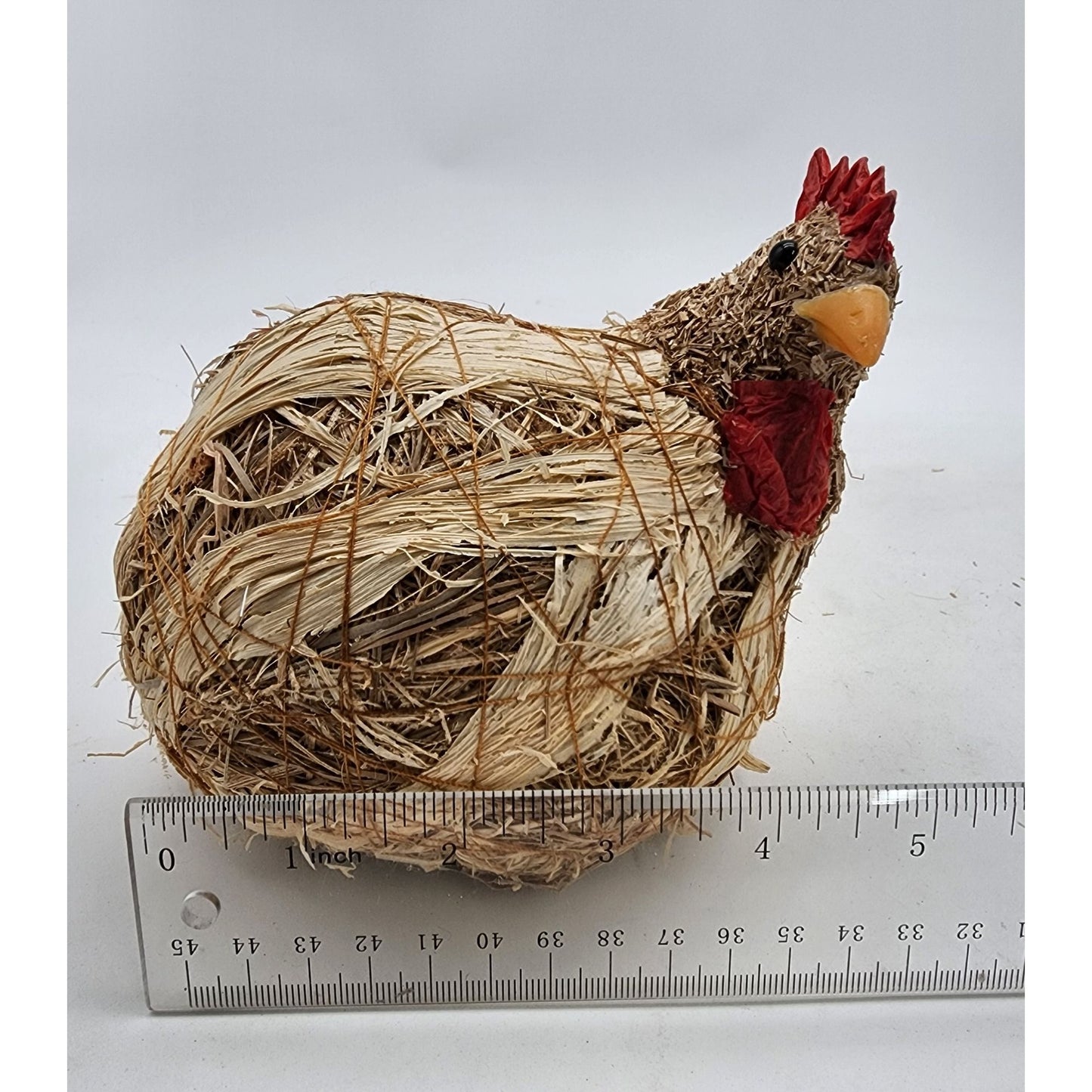Straw & Raffia Sisal Hen Rustic Farmhouse Decor Chicken