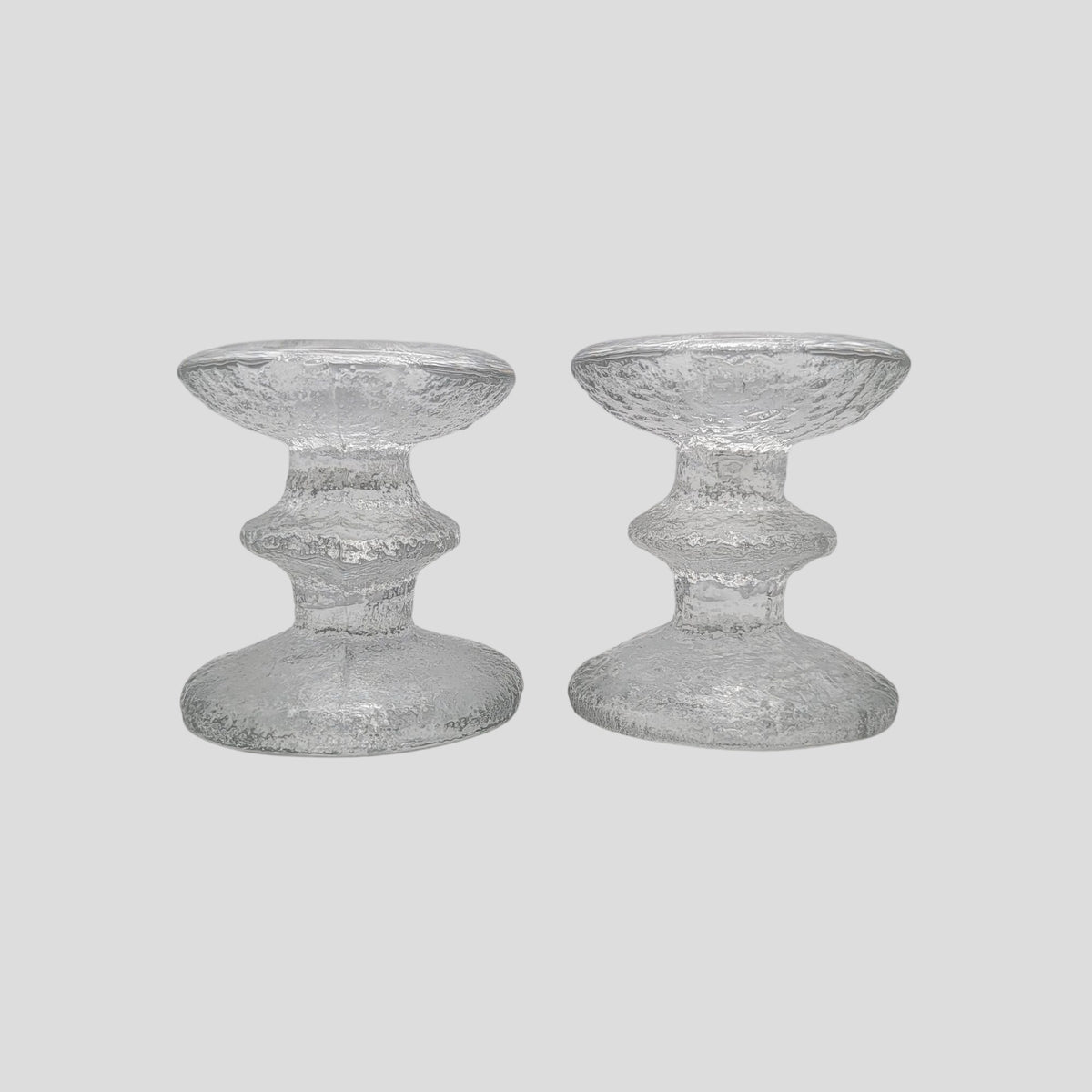 Vintage Timo Sarpaneva Iittala Festivo Glass Candle Holders Set of 2 Made in Finland