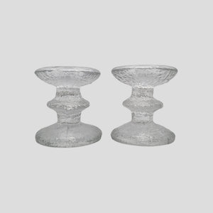 Vintage Timo Sarpaneva Iittala Festivo Glass Candle Holders Set of 2 Made in Finland