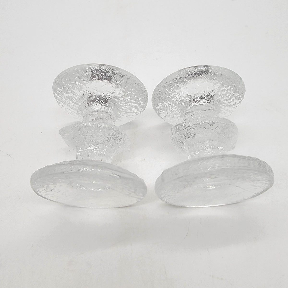 Vintage Timo Sarpaneva Iittala Festivo Glass Candle Holders Set of 2 Made in Finland