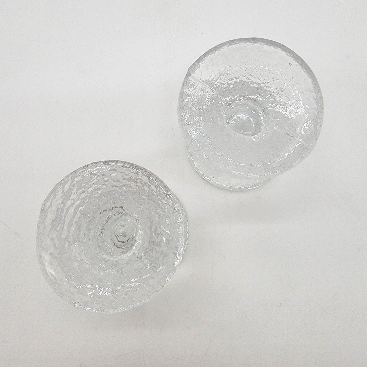 Vintage Timo Sarpaneva Iittala Festivo Glass Candle Holders Set of 2 Made in Finland