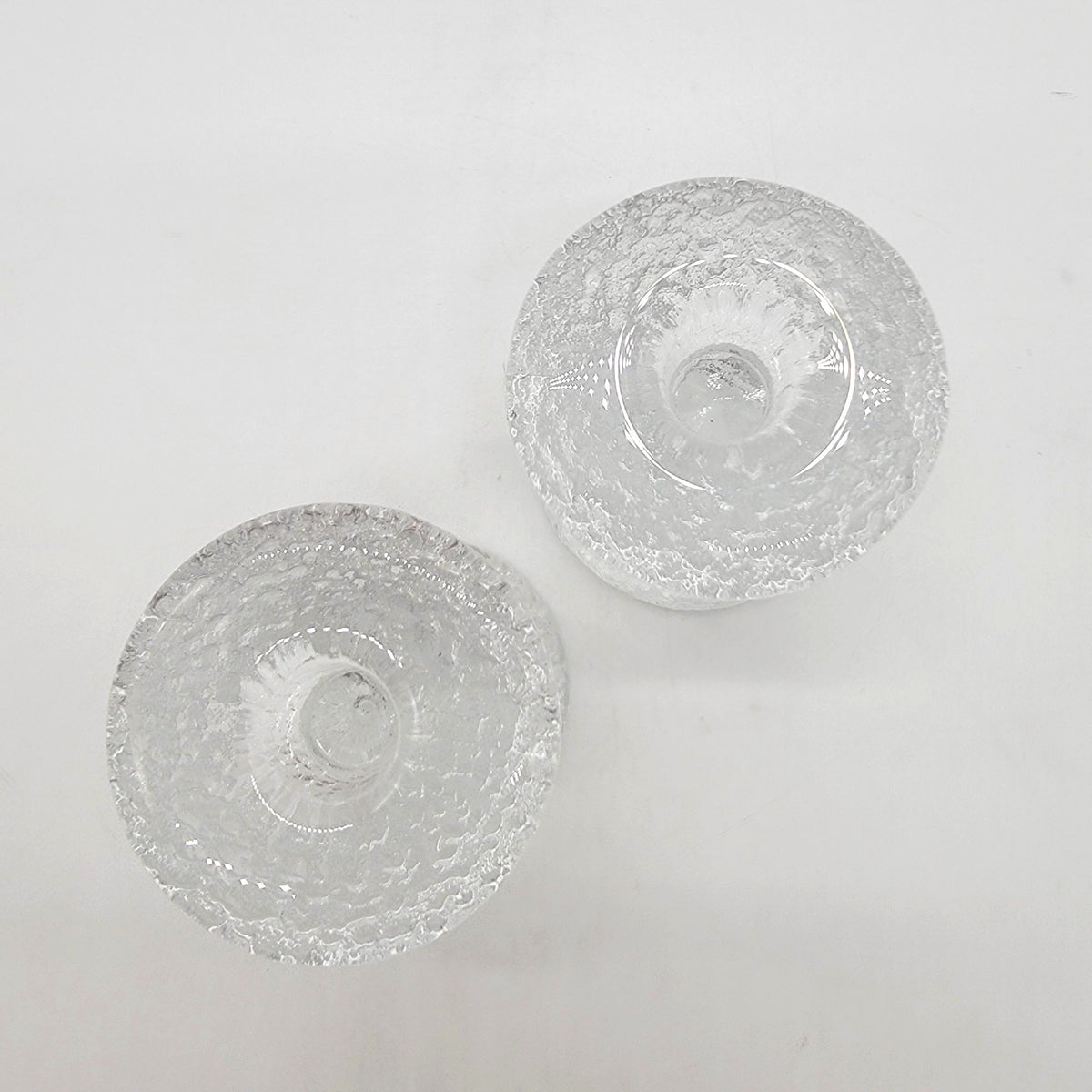 Vintage Timo Sarpaneva Iittala Festivo Glass Candle Holders Set of 2 Made in Finland