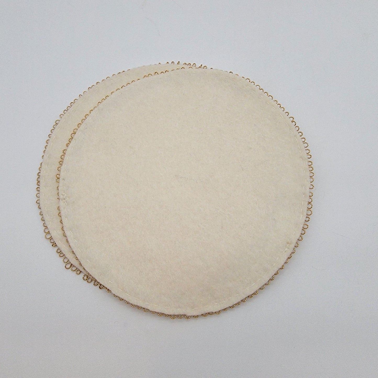 Vintage 1970s Gold Metallic Trim Kitschy Holiday Felt Placemats & Doily Set - 4pcs