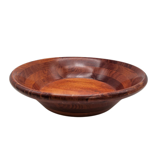 Vintage Taiwanese Marquetry Wood Salad Serving Bowl