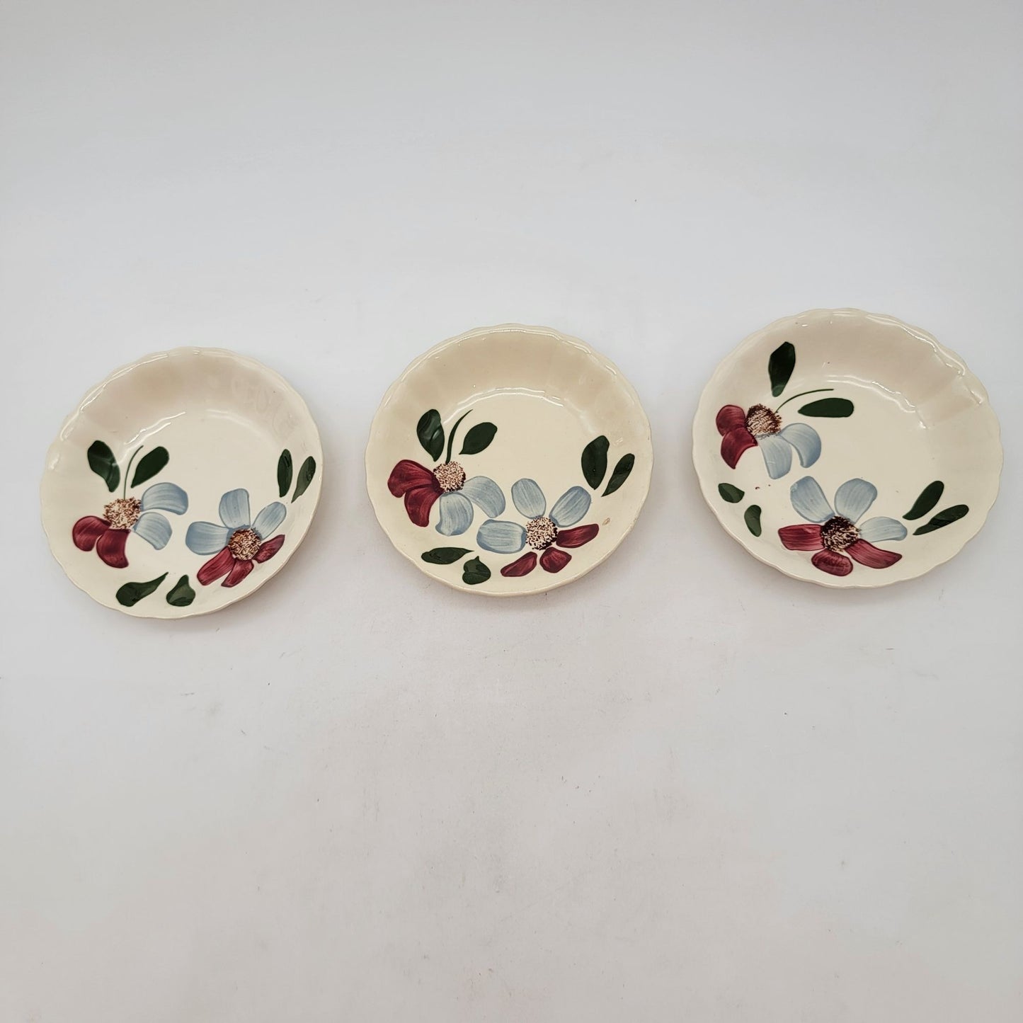 Blue Ridge Pottery Hand-Painted Floral Plates & Bowls Set Of 5