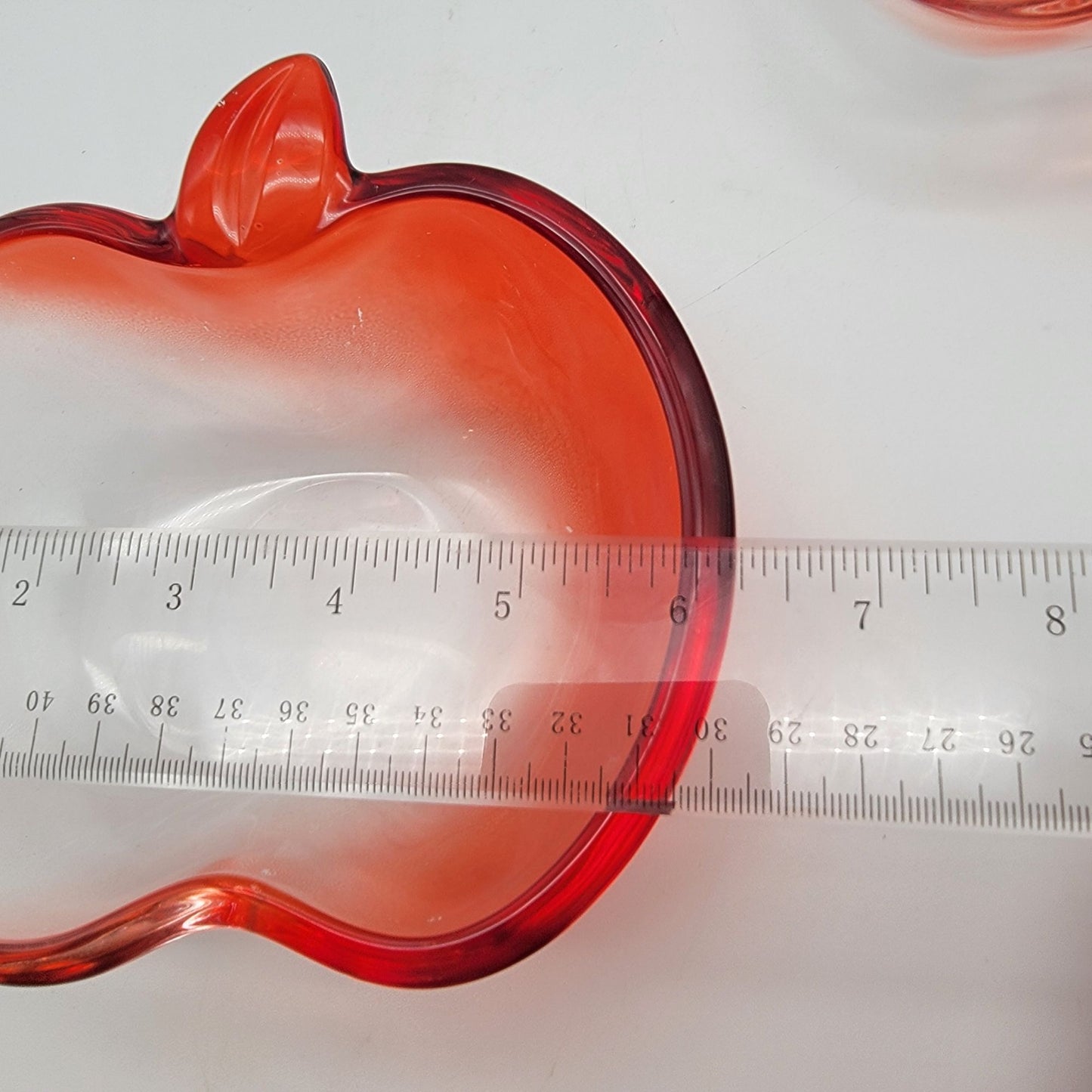 Pair of Vintage Red Flashed Glass Apple Bowls
