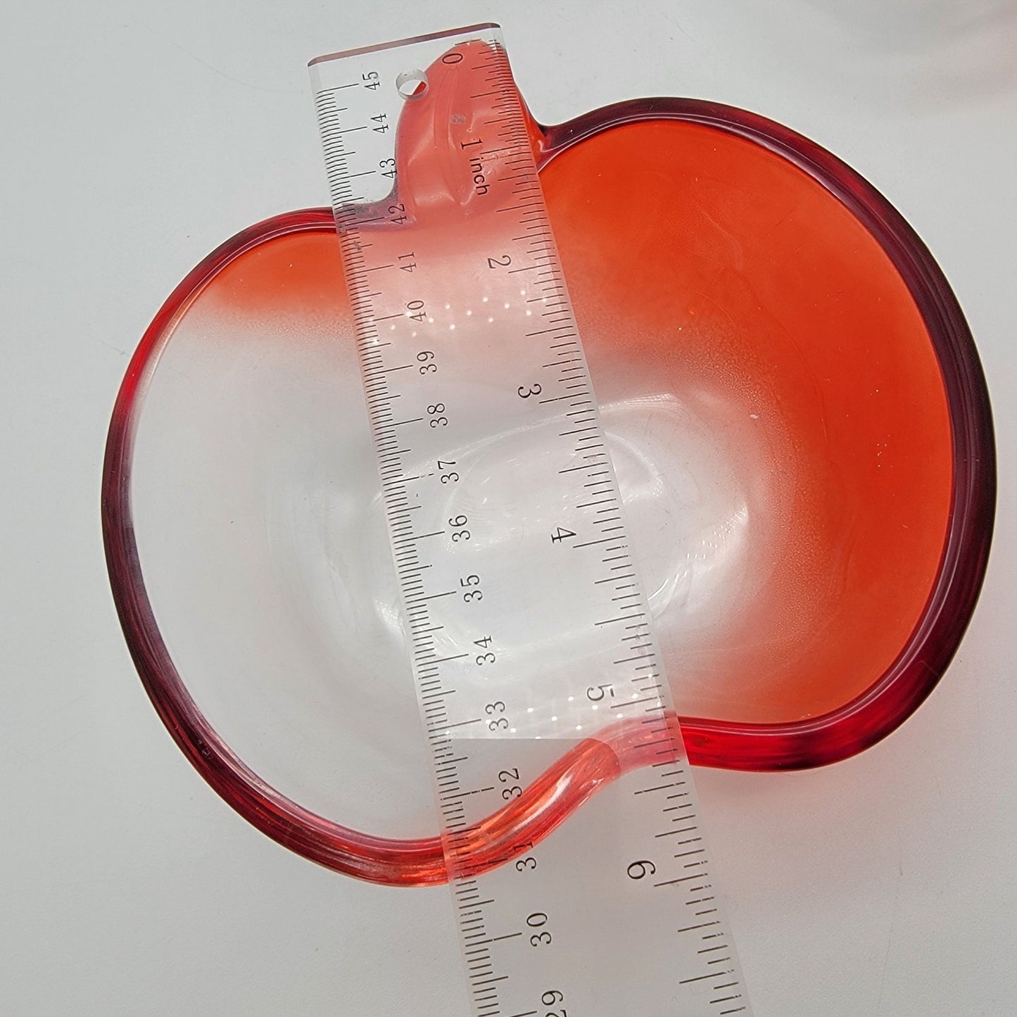 Pair of Vintage Red Flashed Glass Apple Bowls