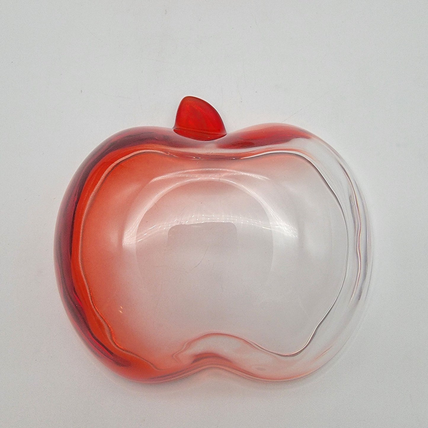 Pair of Vintage Red Flashed Glass Apple Bowls