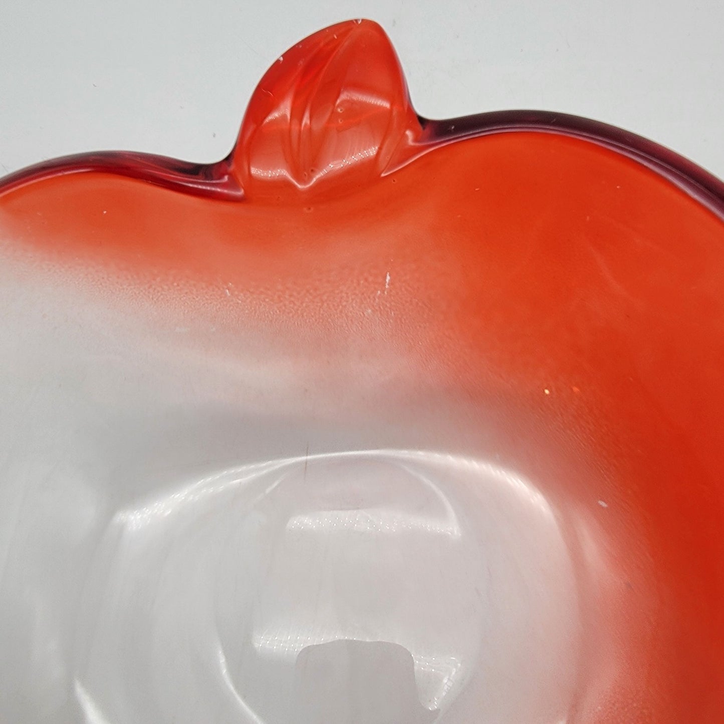 Pair of Vintage Red Flashed Glass Apple Bowls