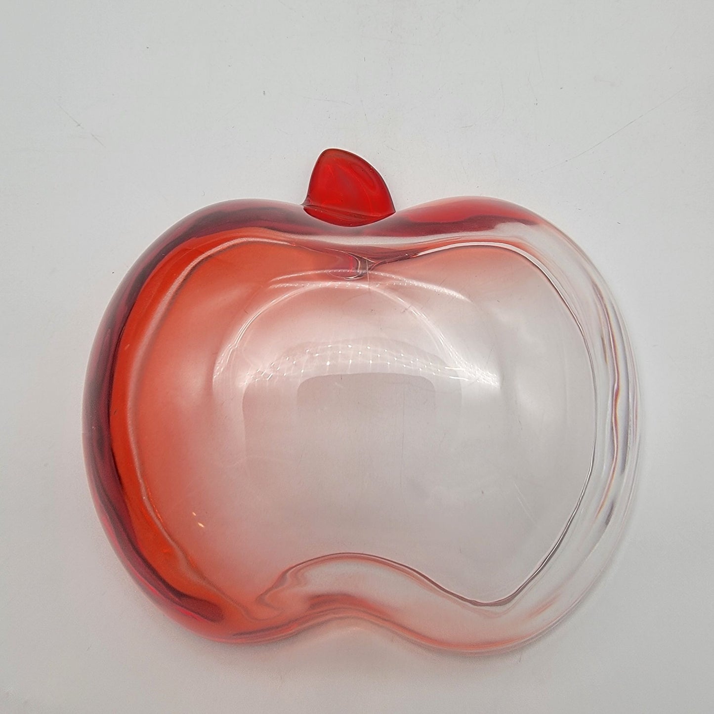 Pair of Vintage Red Flashed Glass Apple Bowls