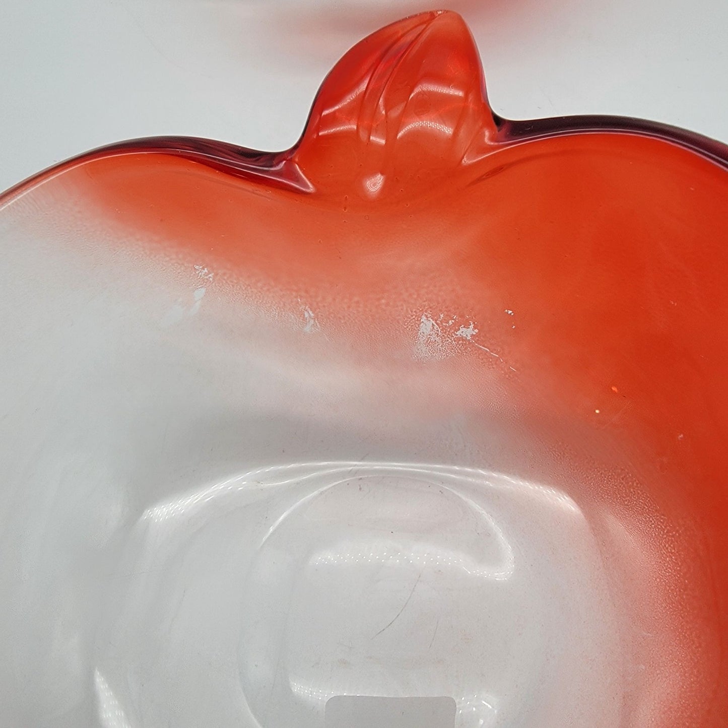 Pair of Vintage Red Flashed Glass Apple Bowls