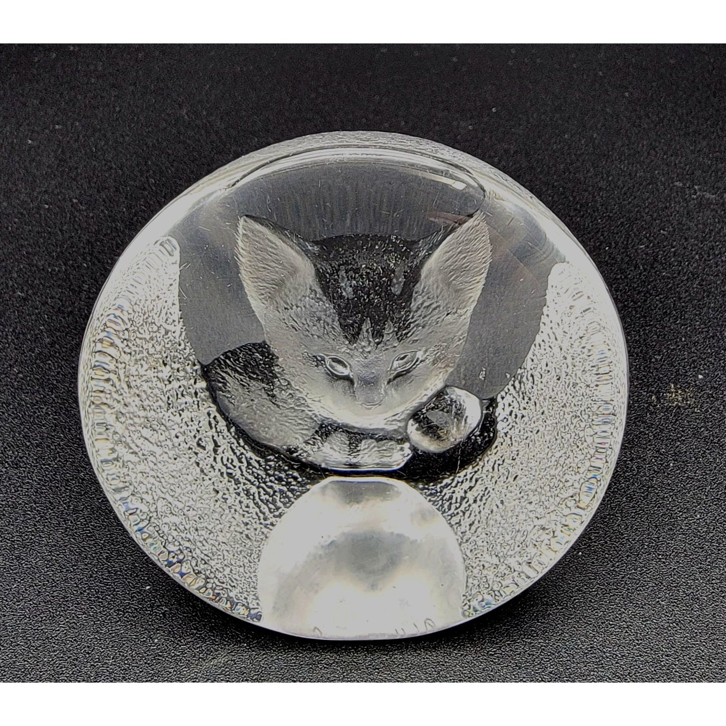 Mats Jonasson Crystal Tabby Kitten Cat Paperweight Signed