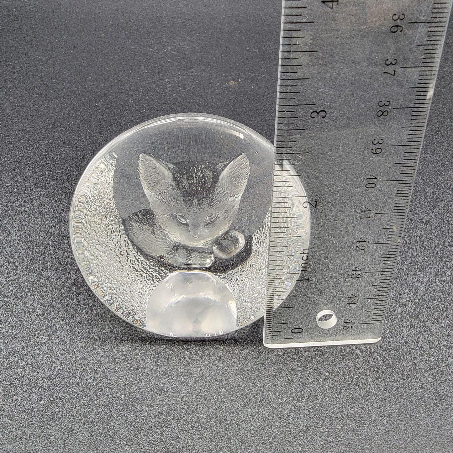 Mats Jonasson Crystal Tabby Kitten Cat Paperweight Signed