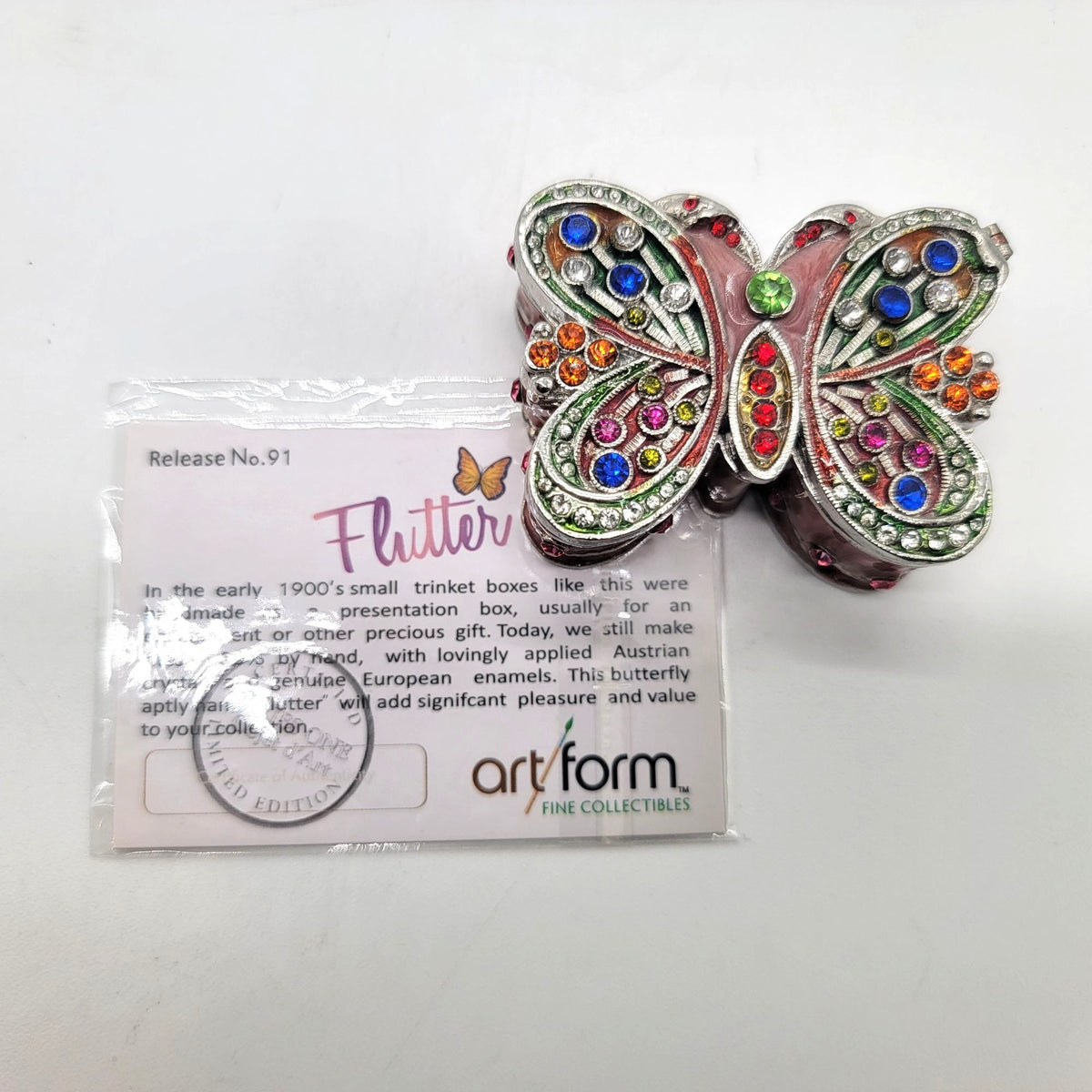 Objet D' Art Flutter Butterfly Trinket Box Artform No.91