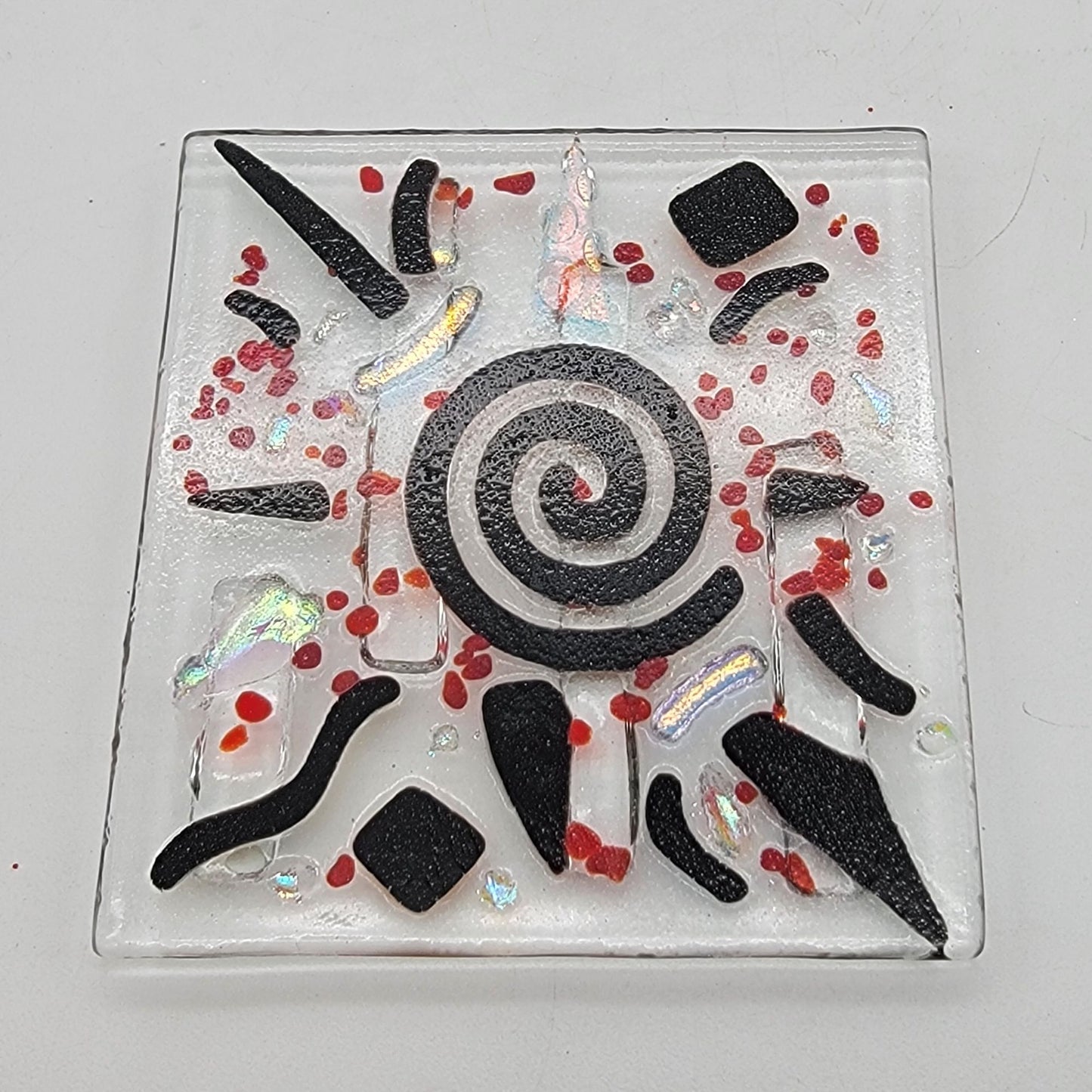 Fused Dichroic Glass Square Single Coaster Art
