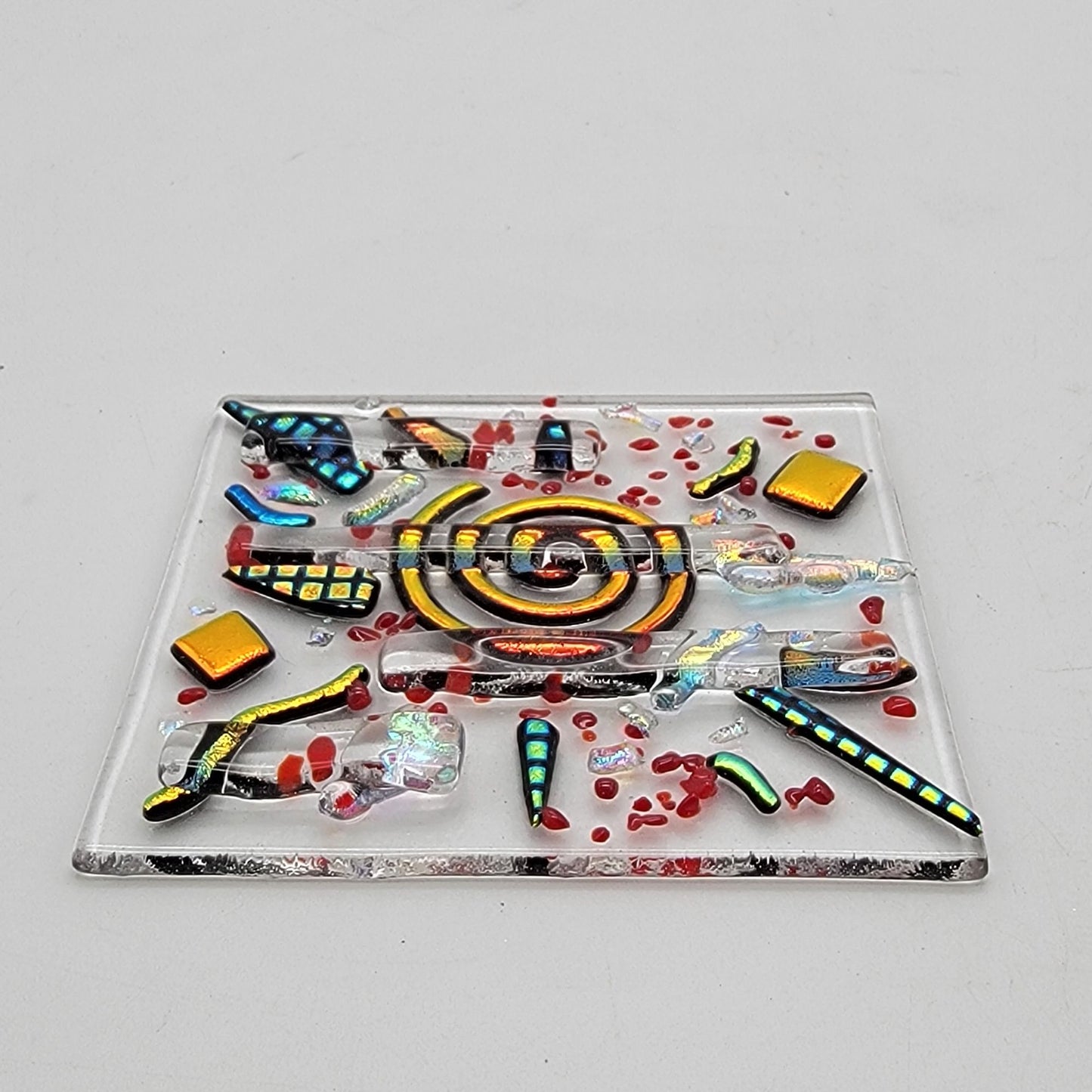 Fused Dichroic Glass Square Single Coaster Art