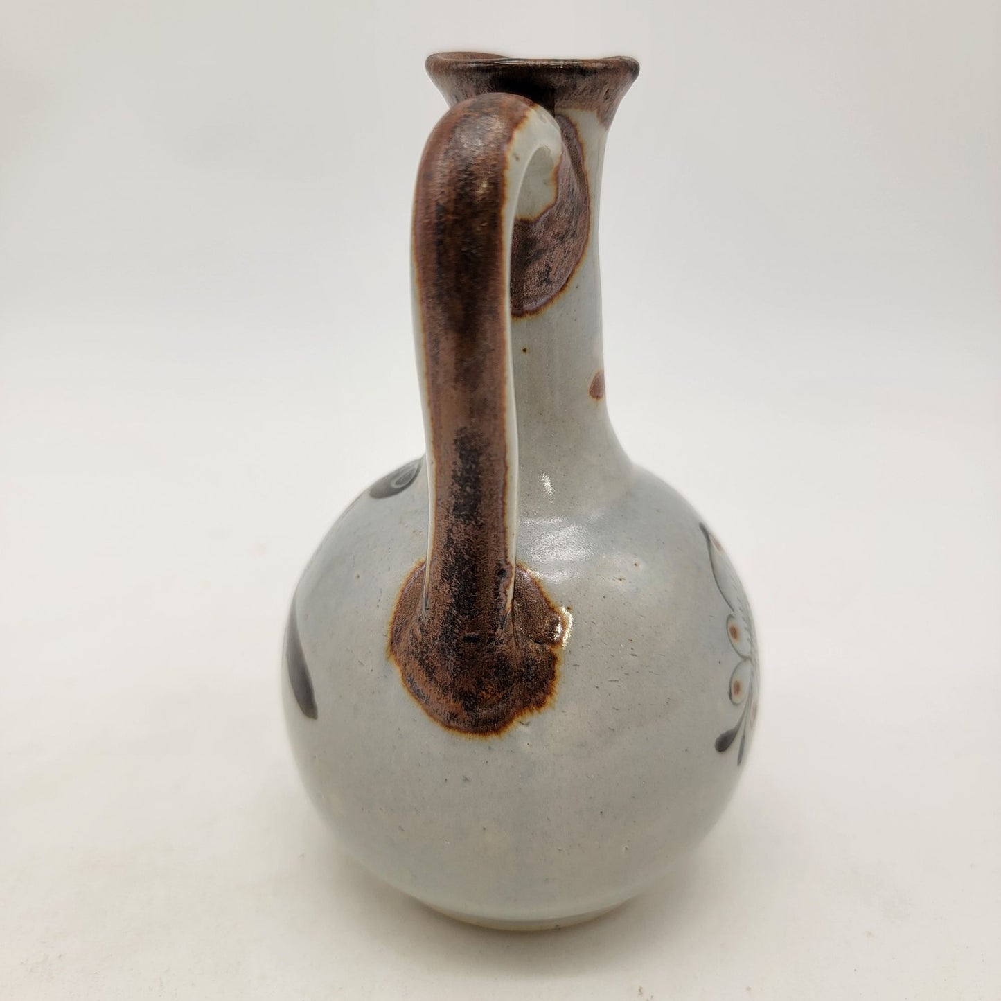 Vintage F. Silva Mexico Tonala Pottery Pitcher With Bird