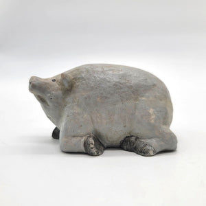 Vintage Stoneware Pottery Pig Sculpture
