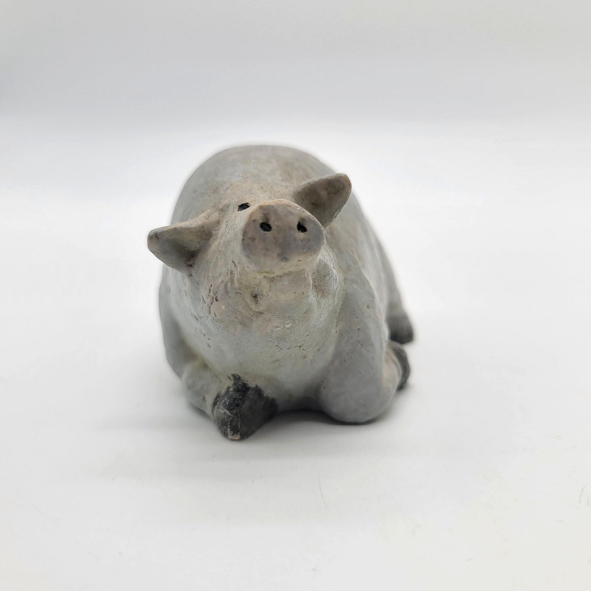 Vintage Stoneware Pottery Pig Sculpture