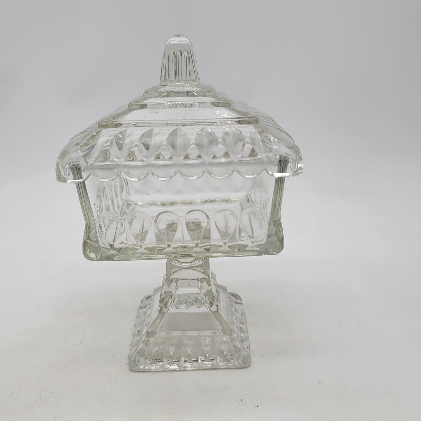 Vintage Jeannette Glass Wedding Candy Dish With Lid