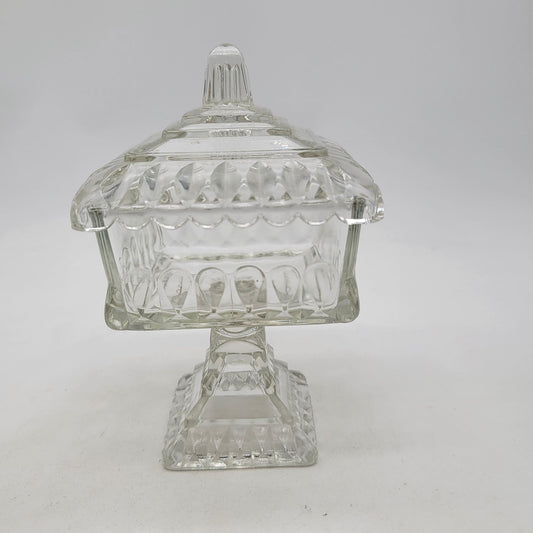Vintage Jeannette Glass Wedding Candy Dish With Lid