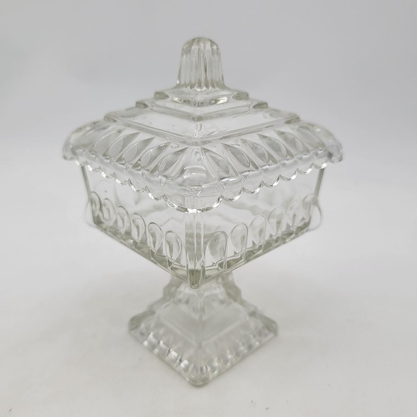 Vintage Jeannette Glass Wedding Candy Dish With Lid