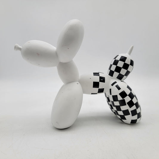 Black & White Checkered Balloon Dog Figurine