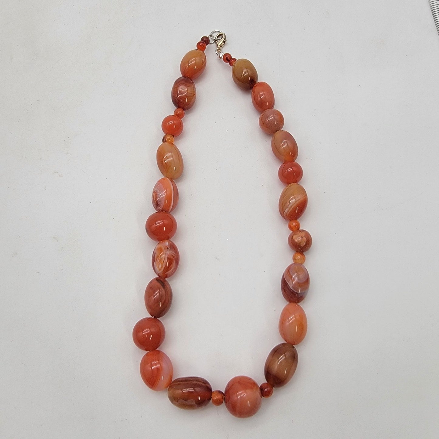 Chunky Carnelian Gemstone Polished Beaded Necklace