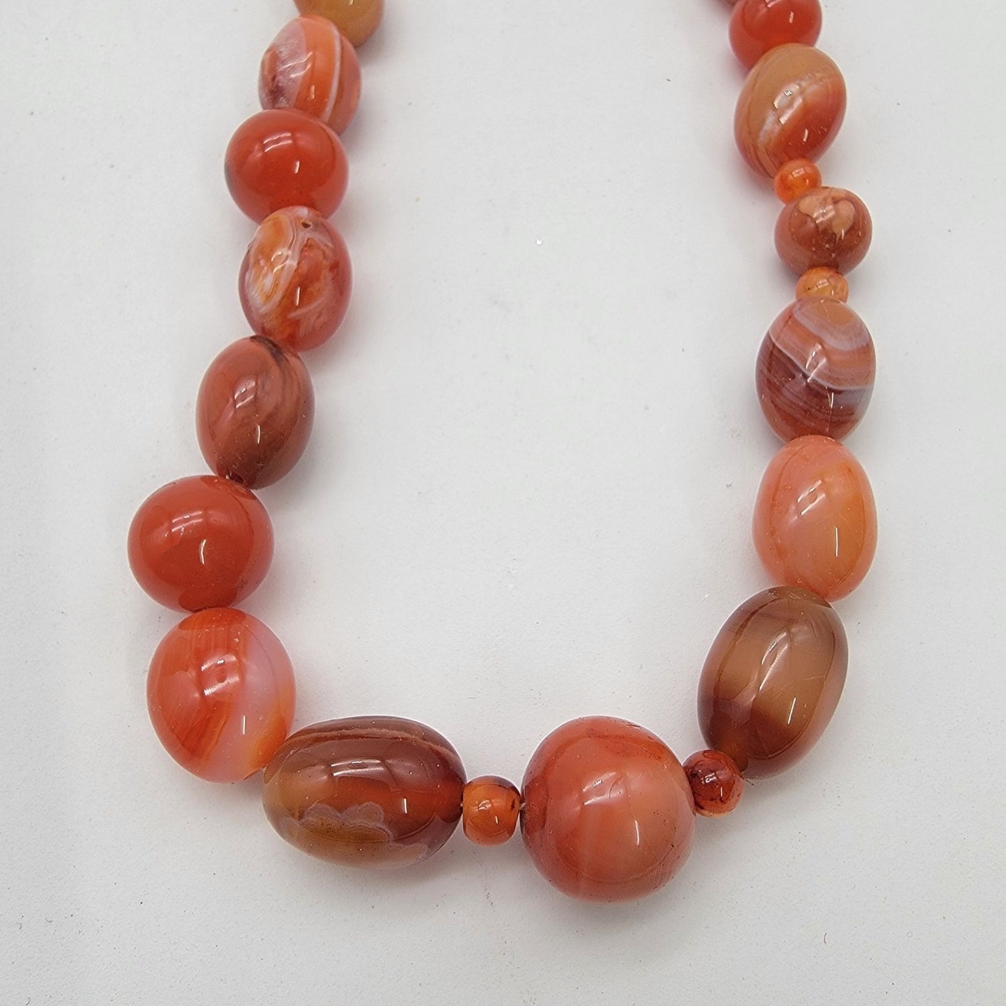 Chunky Carnelian Gemstone Polished Beaded Necklace