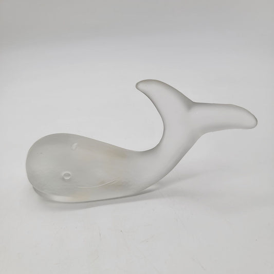 European Collection West Germany Frosted Lead Crystal Whale Sculpture