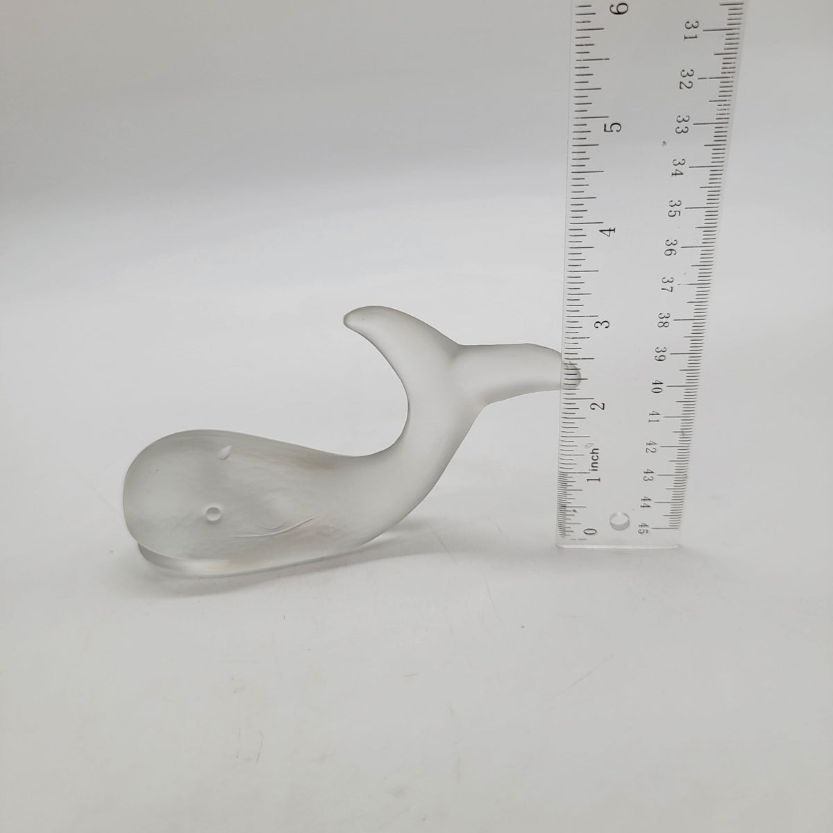 European Collection West Germany Frosted Lead Crystal Whale Sculpture