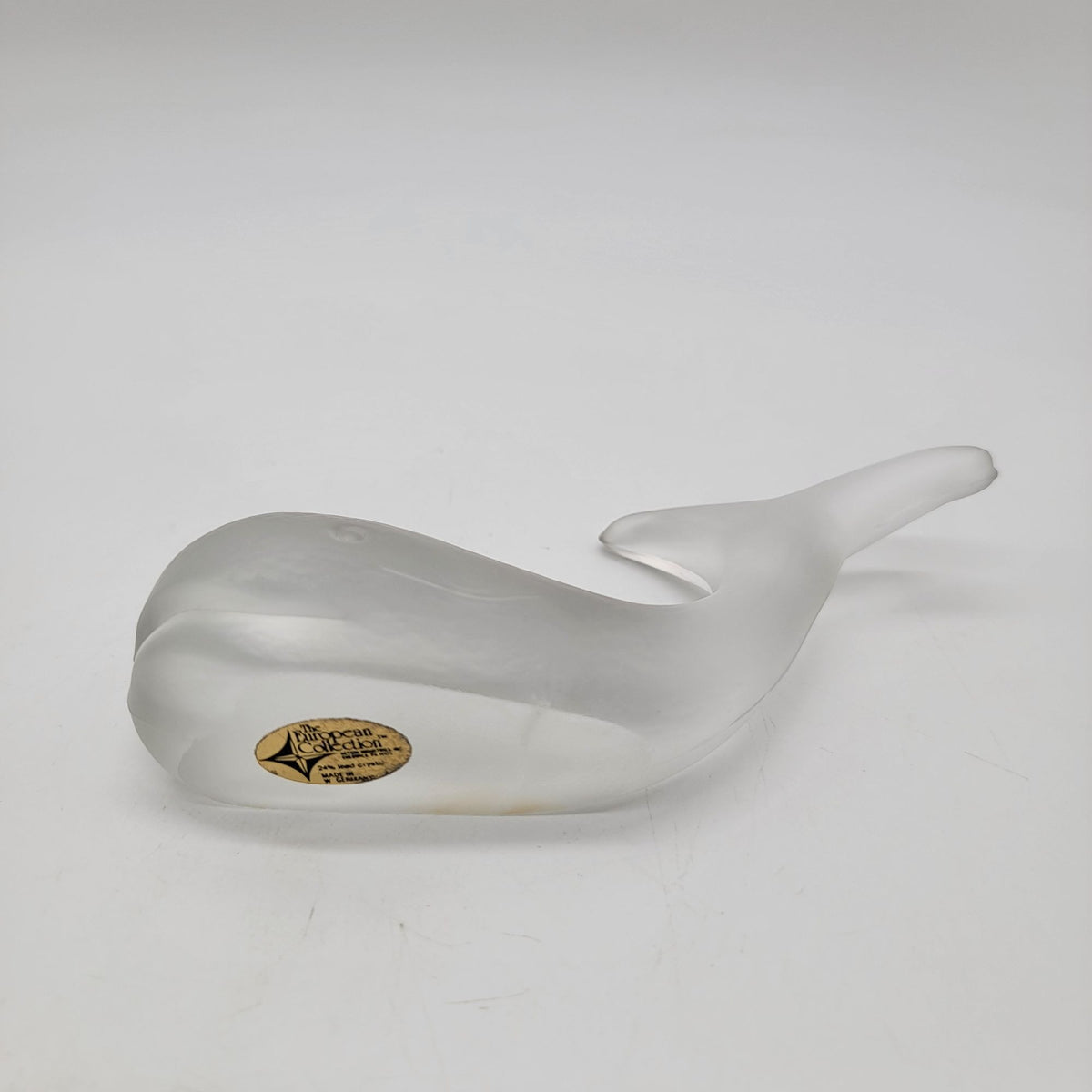 European Collection West Germany Frosted Lead Crystal Whale Sculpture