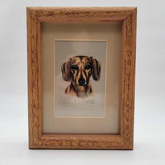 1986 George A Johns Original Framed Pastel Dachshund Dog Portrait