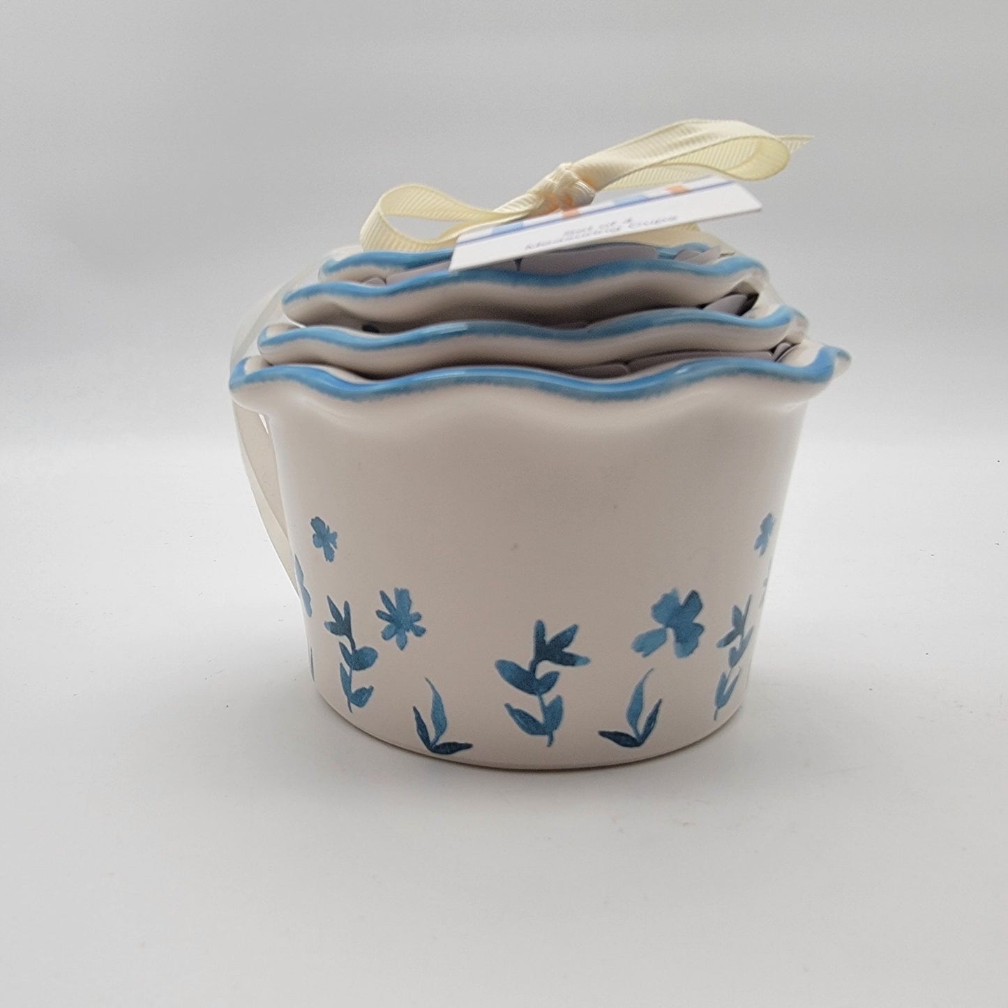 Rae Dunn by Magenta Nesting Measuring Cups Blue Floral Set NEW