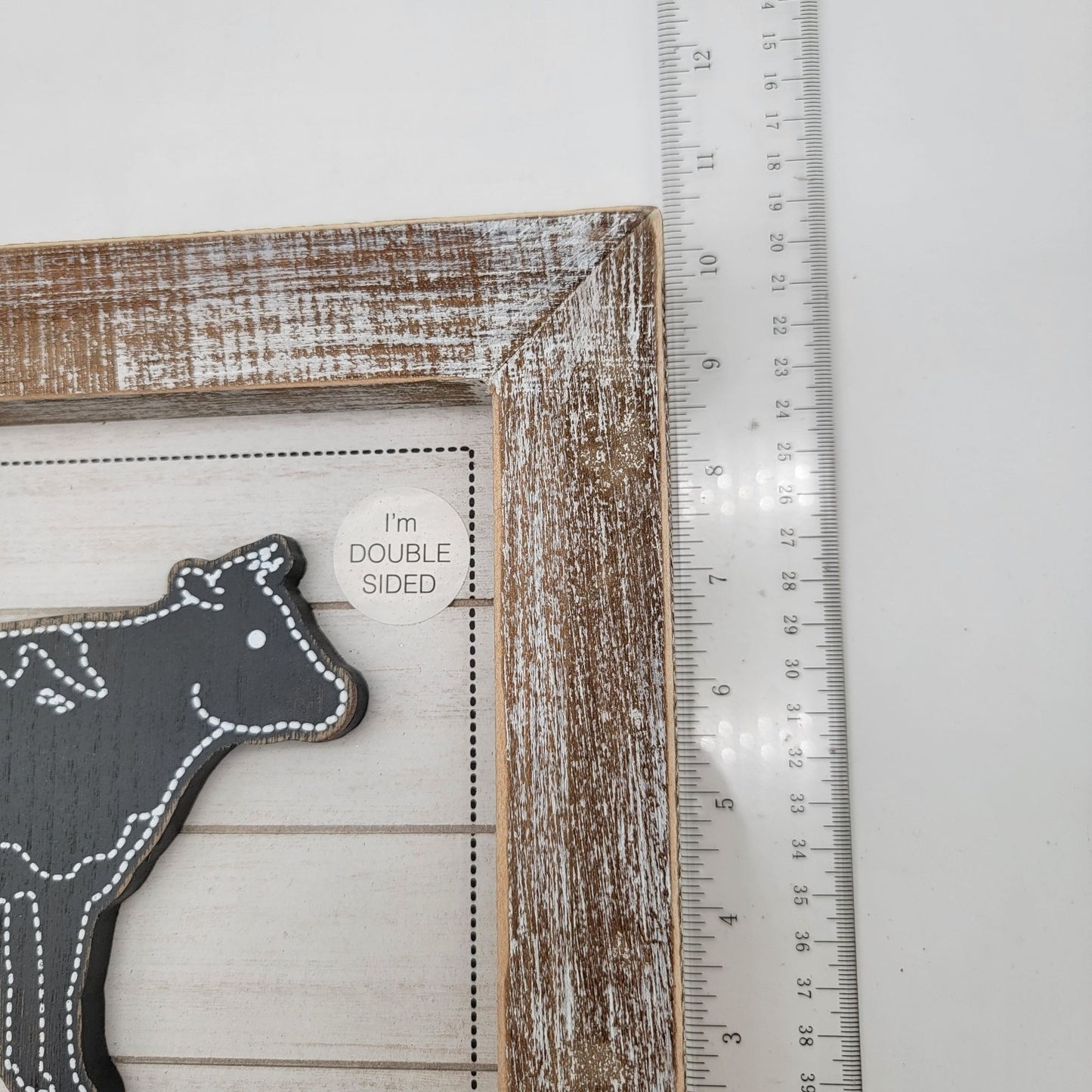 Double Sided Rustic Farmhouse Wall Art With Cow & Dairy Design